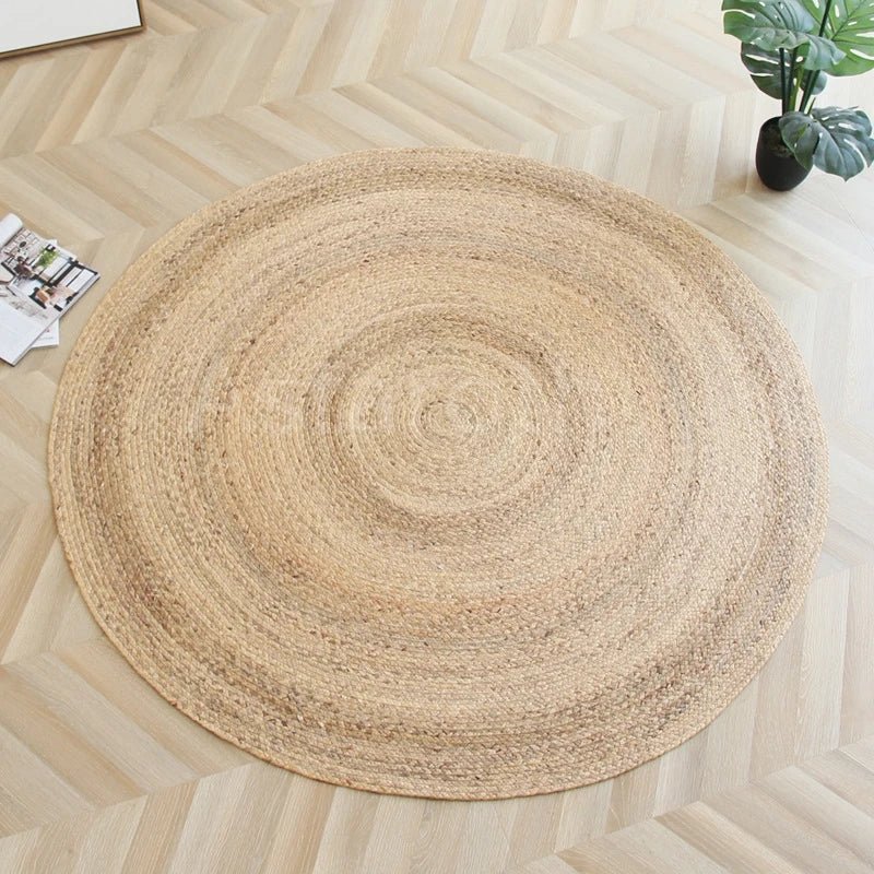 Natural Jute Braided Style Round Area Rug - Classic European Style