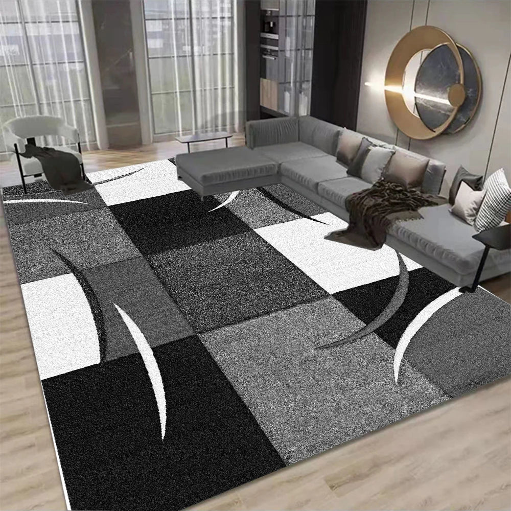 Abstract Geometric Swirls Carpet for Living Room - Flannel (Polyester)