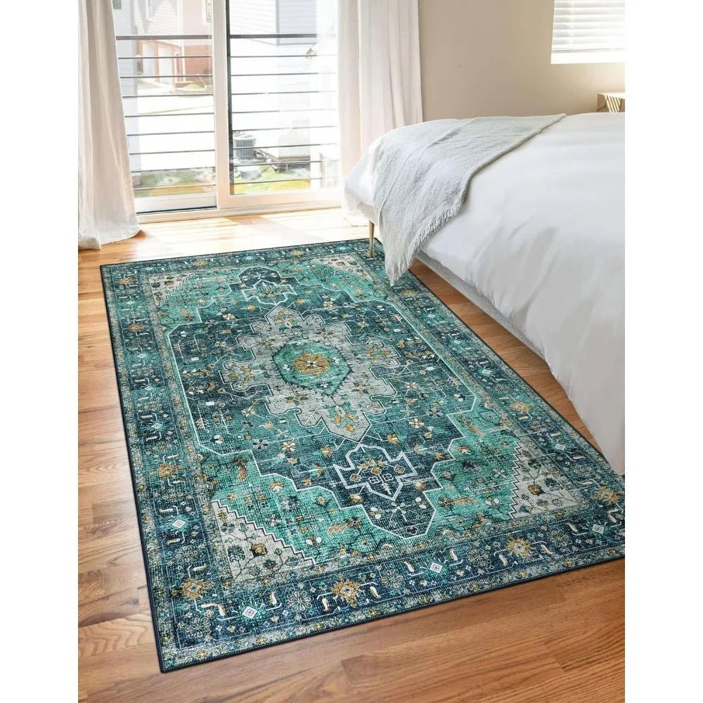 Boho Entry Throw Non-Slip Vintage Oriental Medallion Rugs