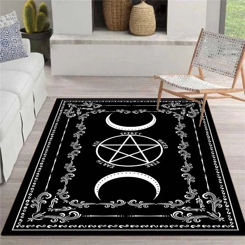 Witch Sun Moon Pentagram Altar Carpet for Living Room - 100% Polyester