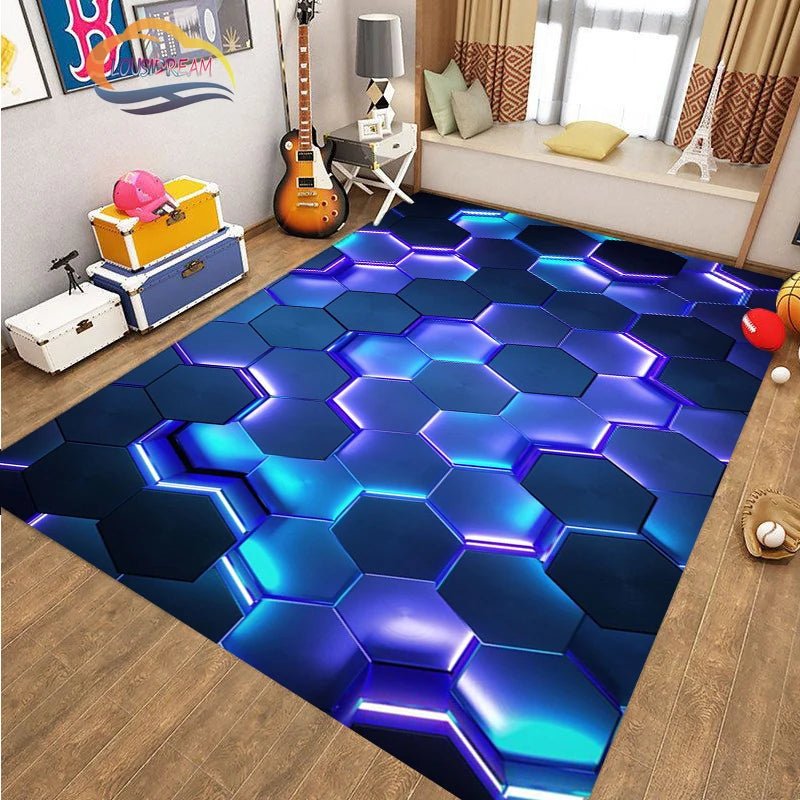 Hexagons Carpets for Home Play Gaming Room Decor - Premium Interior