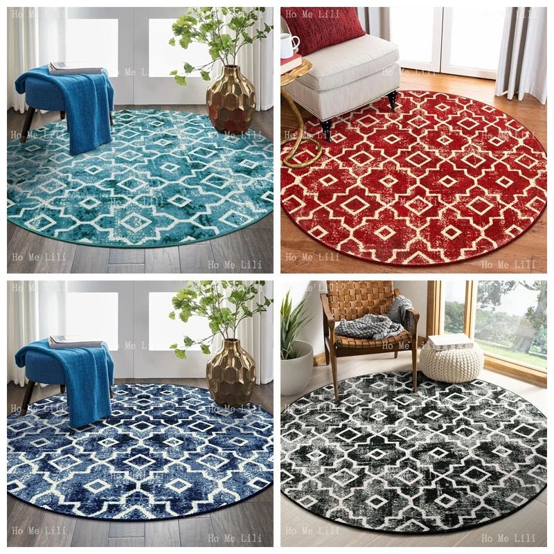 Trellis Flannel Round Area Rug - 3D Print Designed