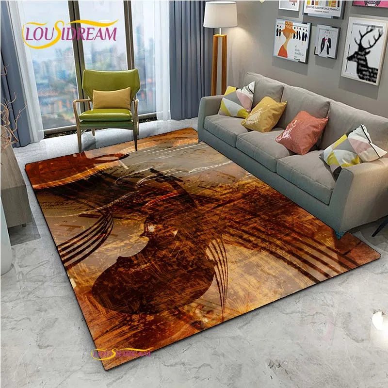 Vintage Black Music Notes Vinyl Carpet for Multi Use