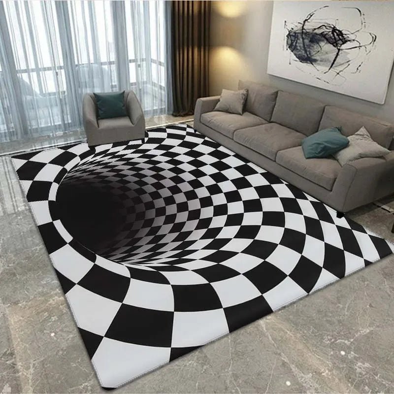 3D Vortex Illusion Abstract Geometric Optical Rugs - Non Slip & Modern