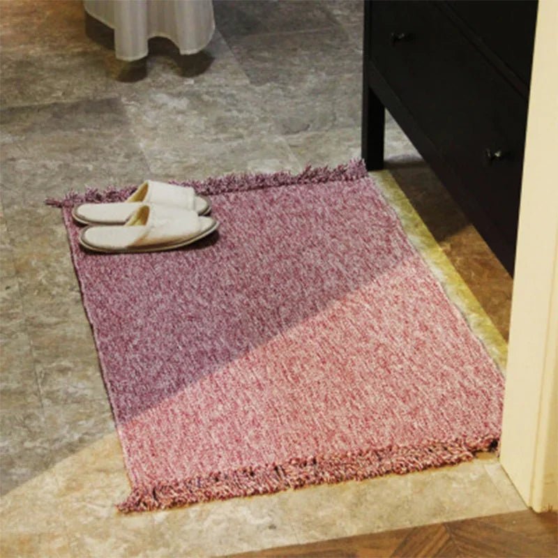 Retro Hand Woven Cotton Linen Carpet Tassel Bedside Rug - Non Woven Textile