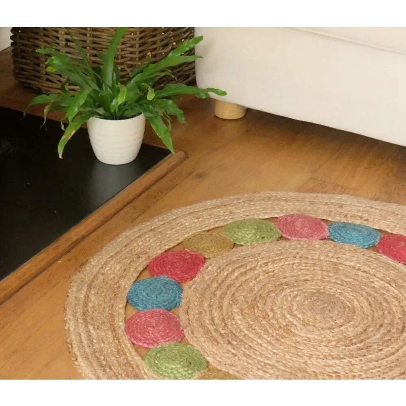 Rug Round Design 100% Natural Jute Hand Braided Carpet Farmhouse Jute Mat