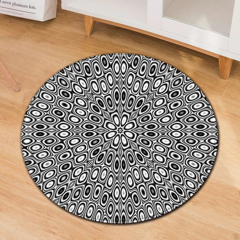 Modern Black Hole Print Pattern Round Rug - Geometric Home Decor