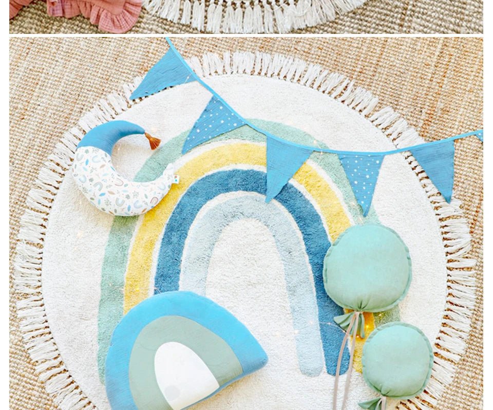 Cute Round Bedroom Rug For Kids Room - Machine Washable