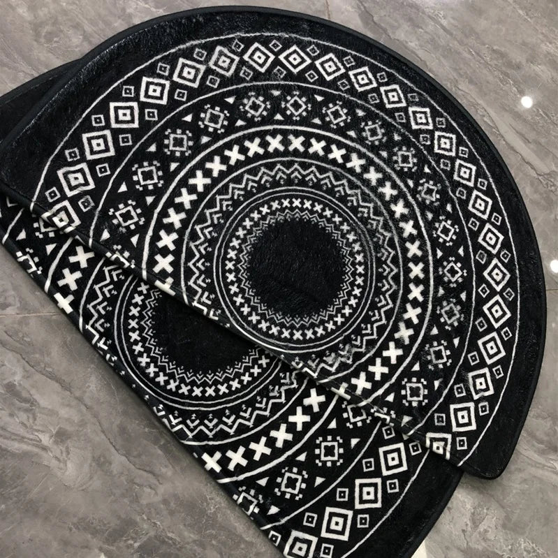 Semicircle Doormat Non-Slip Geometric Entrance Rugs - Round Polyester