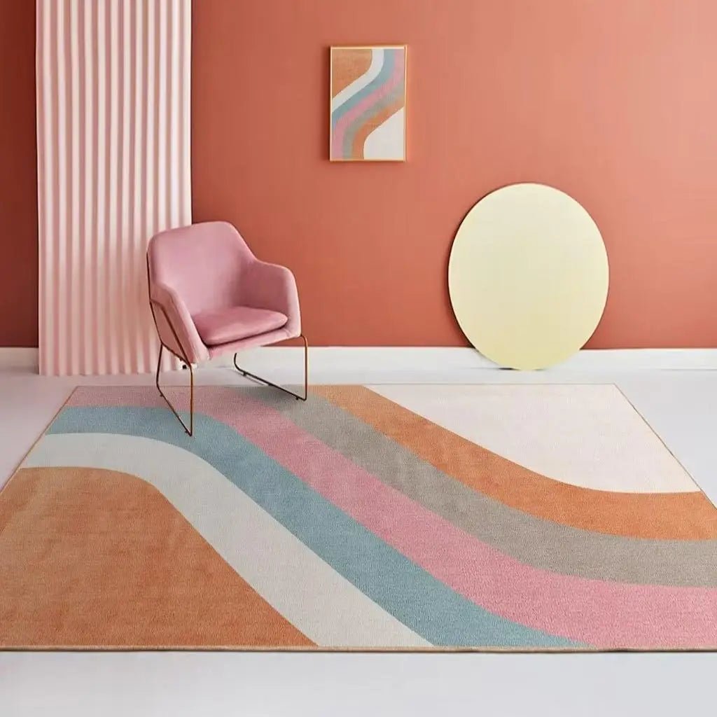 Fluffy Soft  Modern Minimalist Geometric Pink Floor Rug