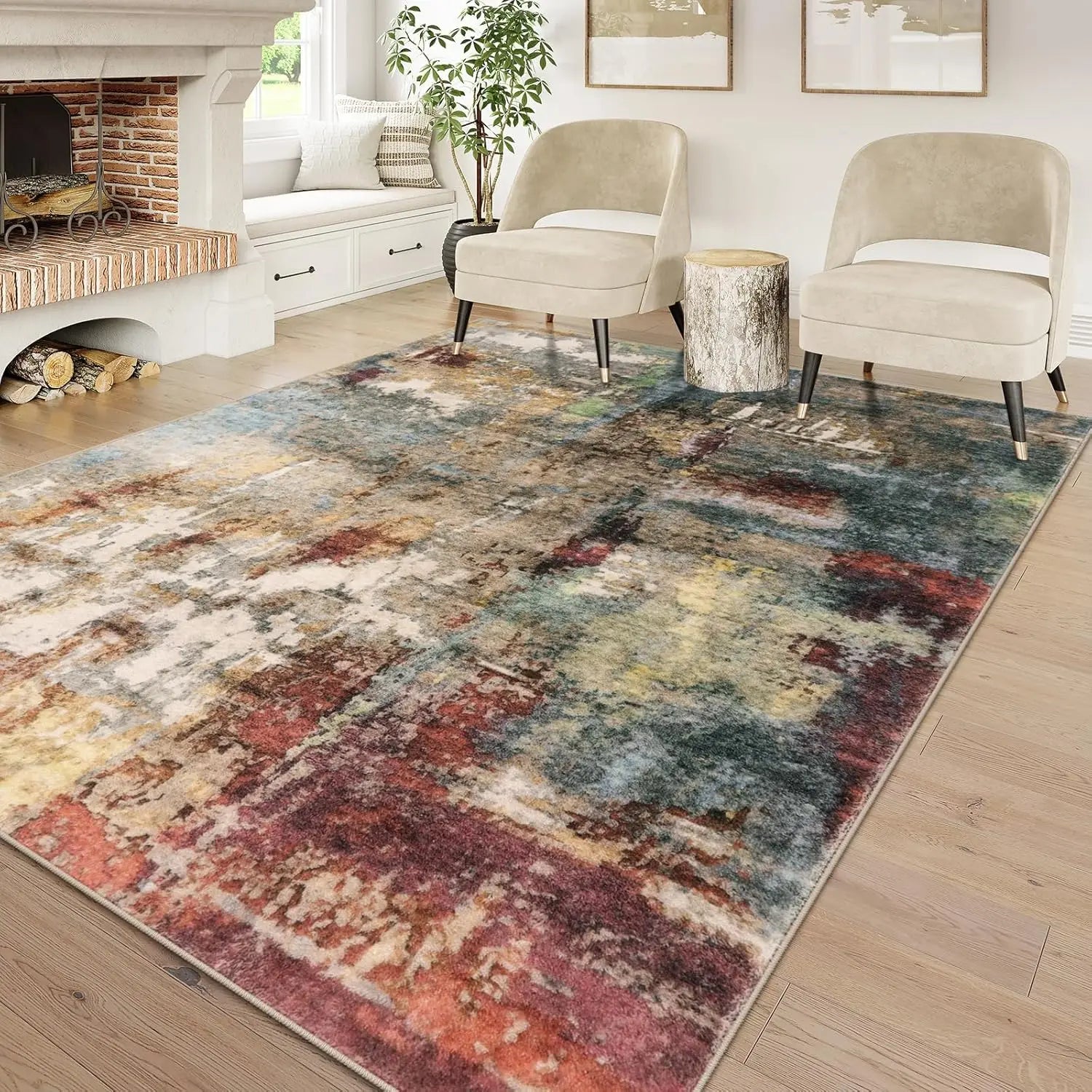 Aesthetic soft indoor contemporary washable rug for modern home decor