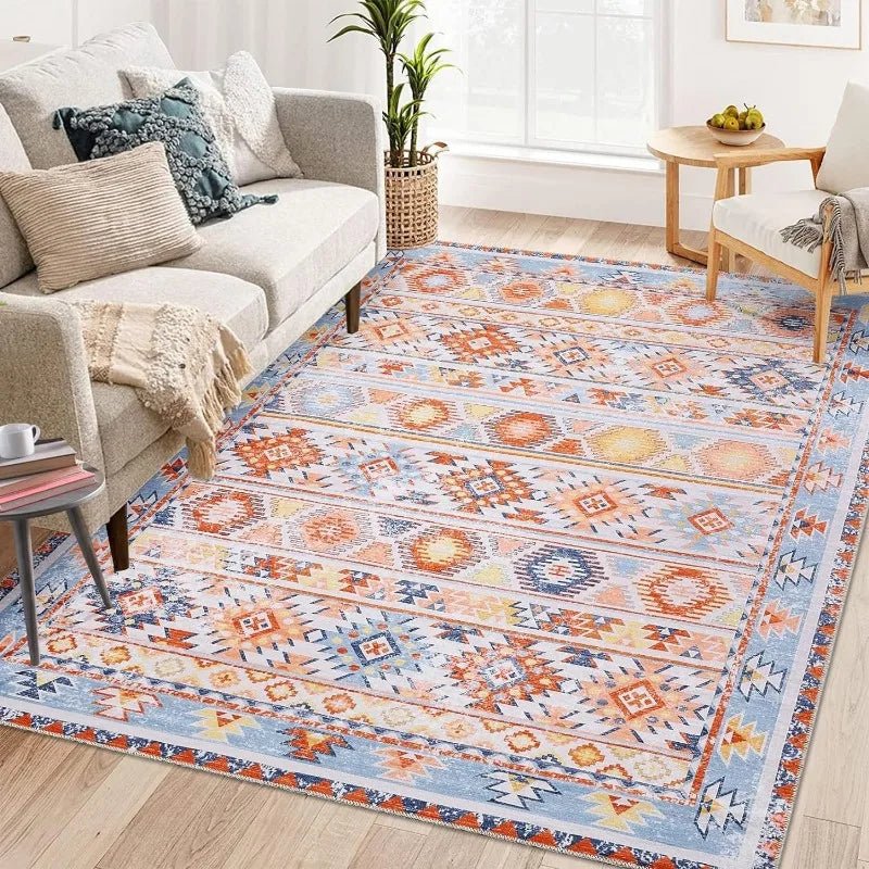 Retro Geometric Patterns Print Decorate Living Room Carpet