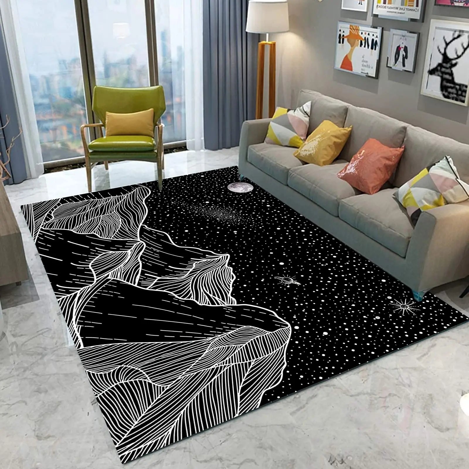 3D Moon Phase Tree of Life Carpet Area Rug - Sun and Moon Design