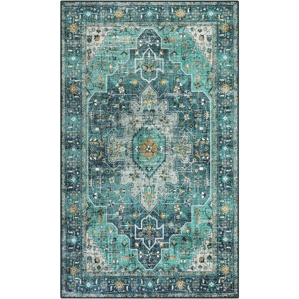 Boho Entry Throw Non-Slip Vintage Oriental Medallion Rugs