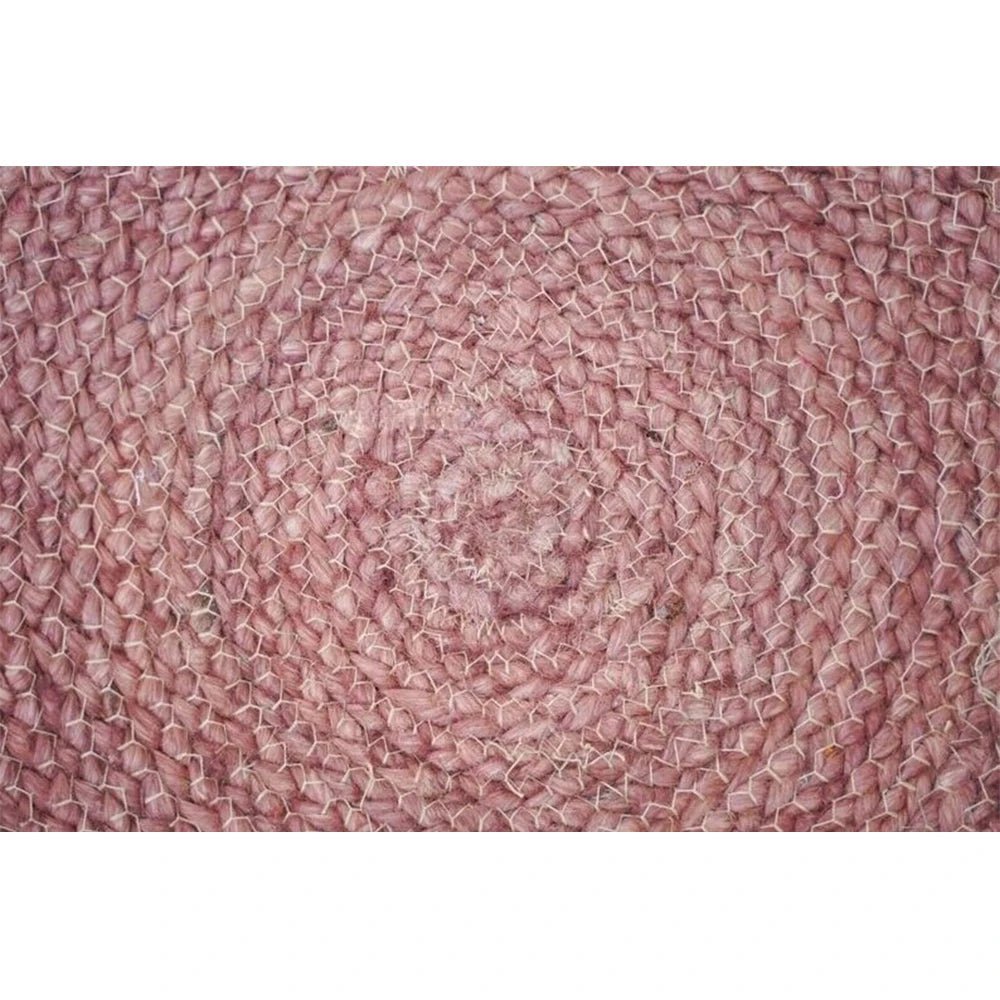 100% Natural Braided Style Vintage Look Pink Round Jute Rug