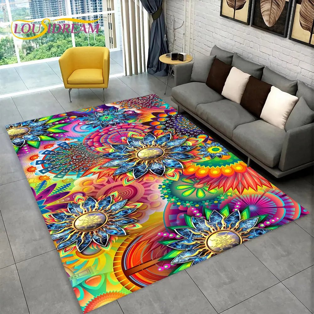 Bohemian style geometric design Area Rug for living room