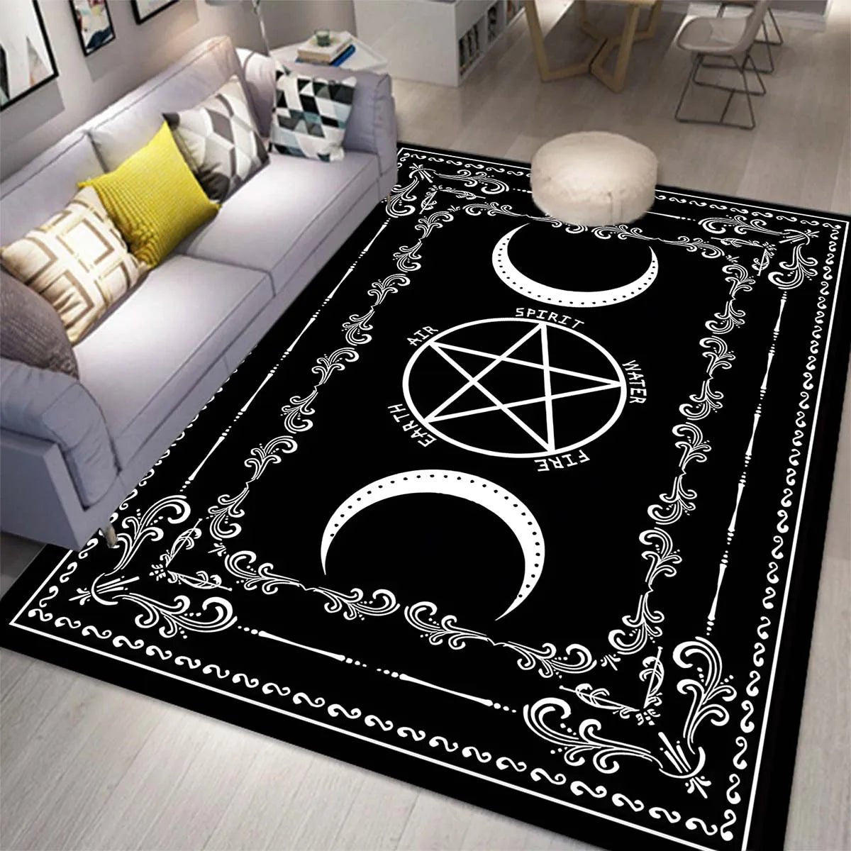 Witch Sun Moon Pentagram Altar Carpet for Living Room - 100% Polyester