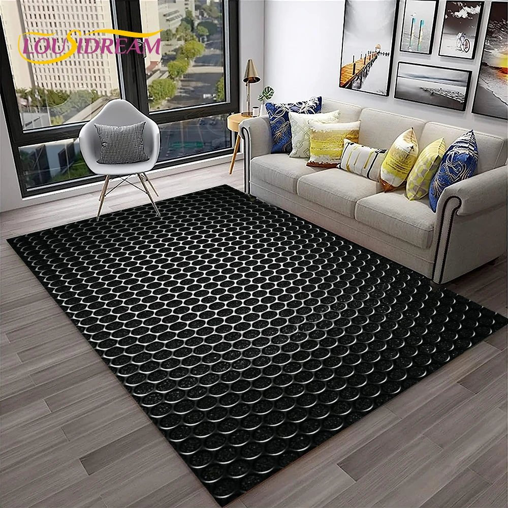 Simple Metal Mesh Geometric Luxury Carpet Rug for Home Living Room