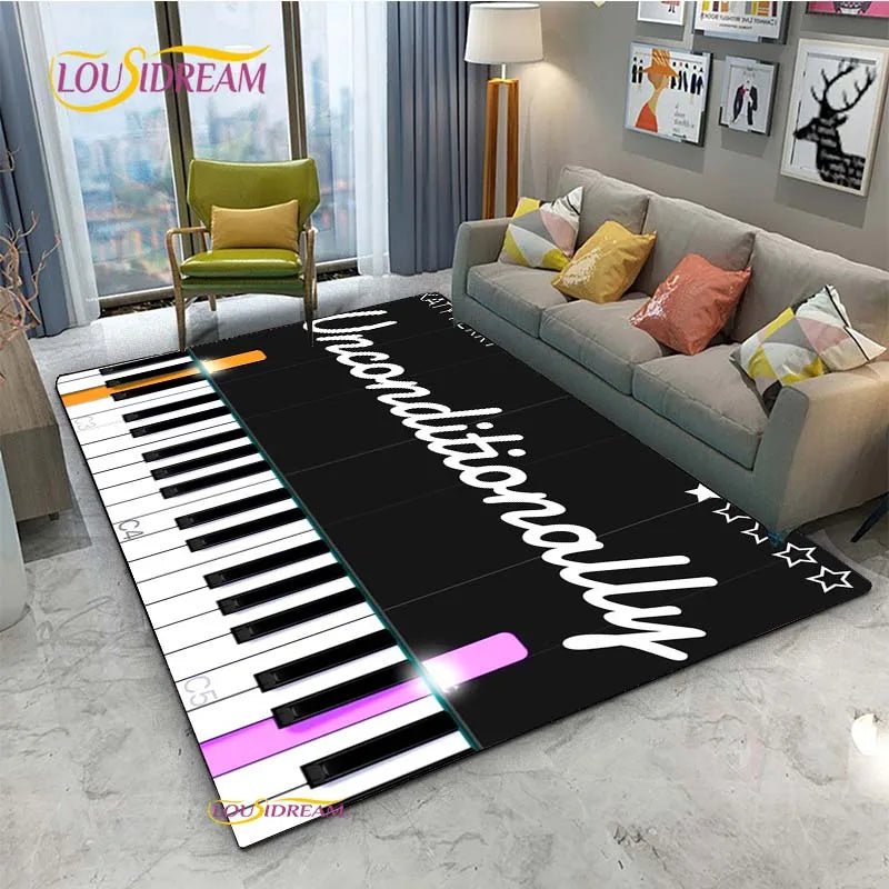 Vintage Black Music Notes Vinyl Carpet for Multi Use