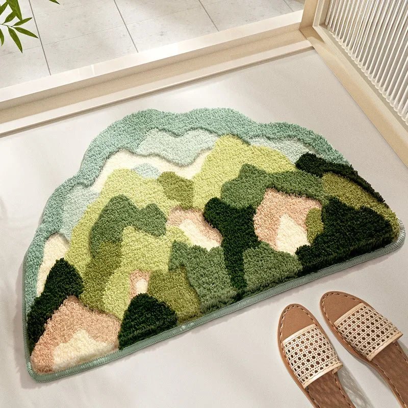 Forest Patterned Flocked Modern Bedside Plush Carpet