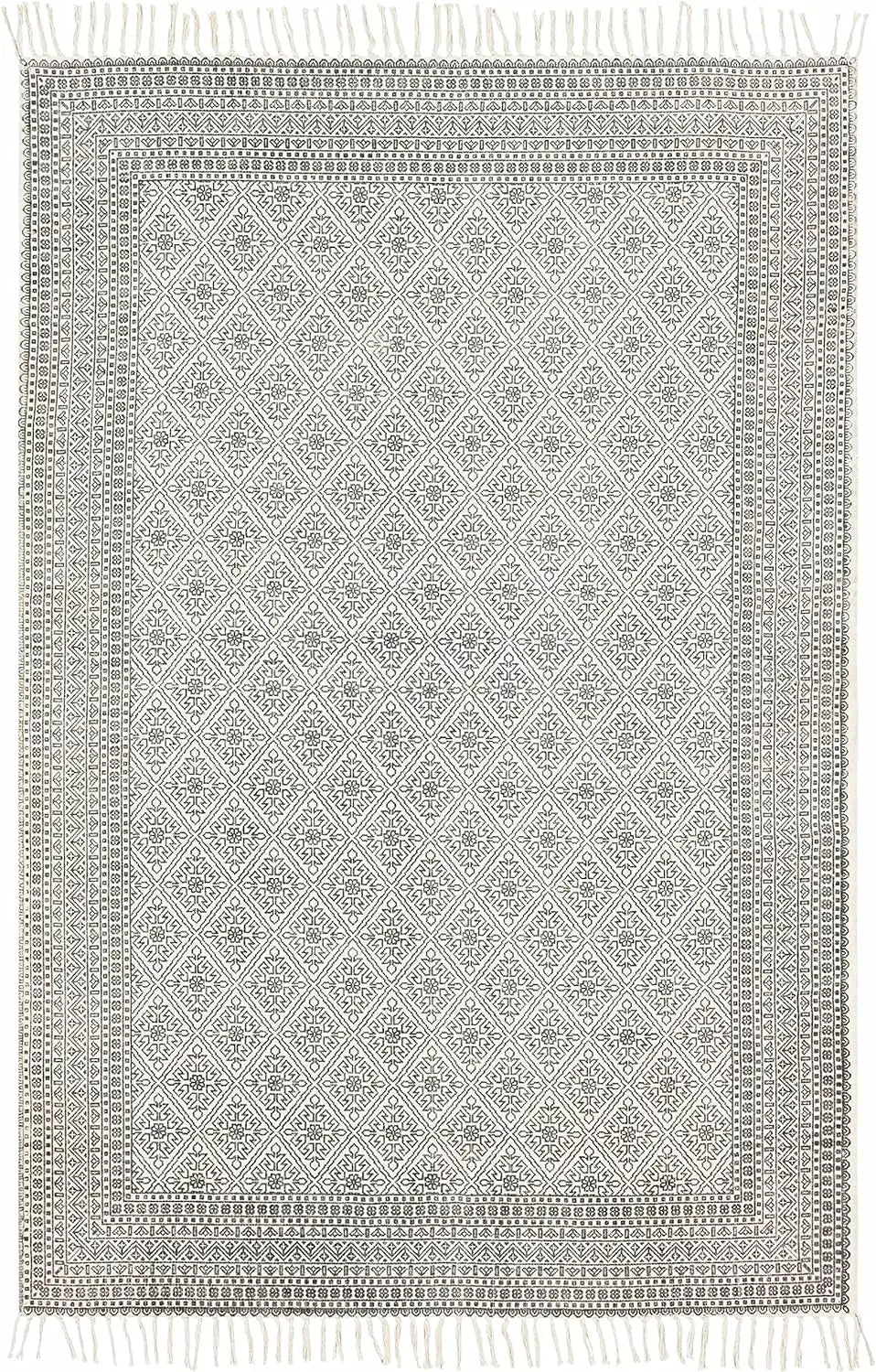 Moroccan Farmhouse Bedroom Cotton Area RUG - No Pile Hand Woven