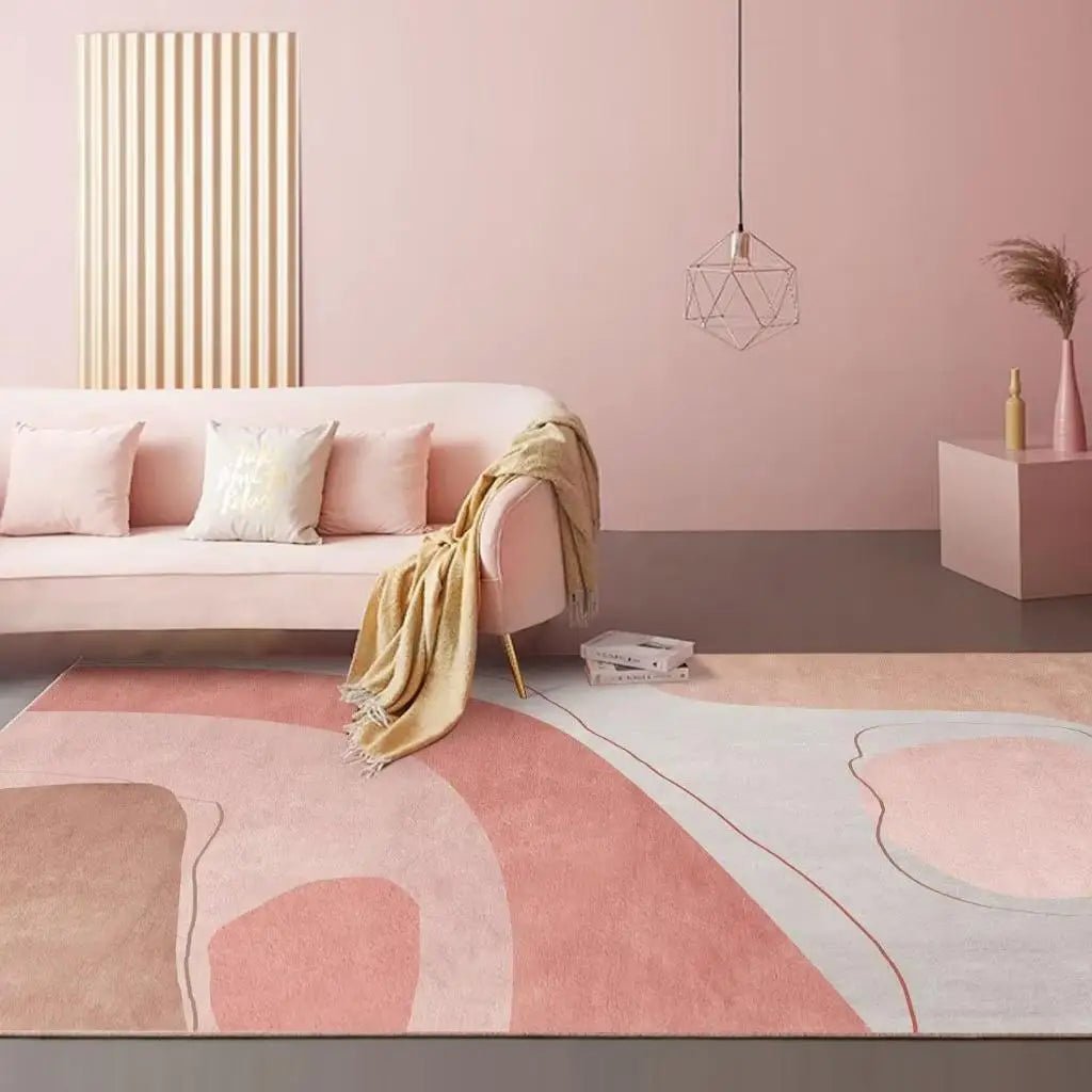 Fluffy Soft  Modern Minimalist Geometric Pink Floor Rug