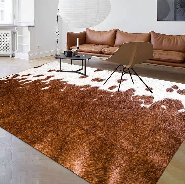 Modern Imitation Cowhide Carpets for Living Room - 100% Polyester