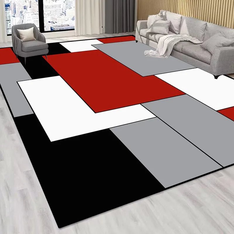 Modern Geometric Red Color Home Decoration Rugs