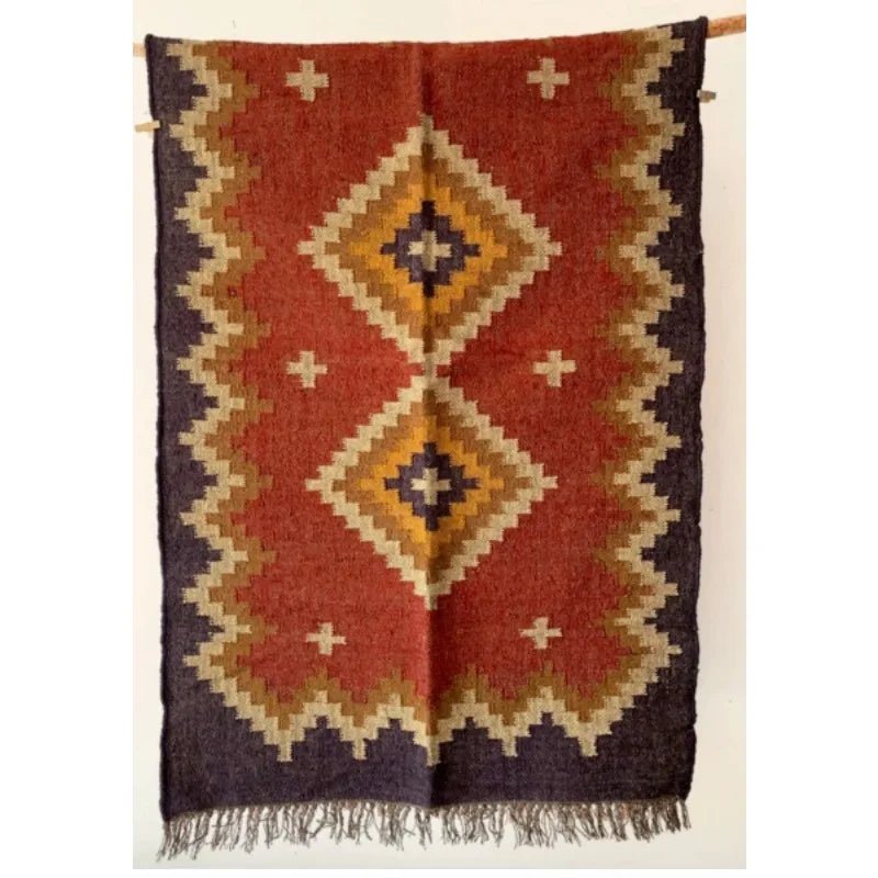 Rug Wool Jute Accent carpet Traditional Geometric Handmade Rug