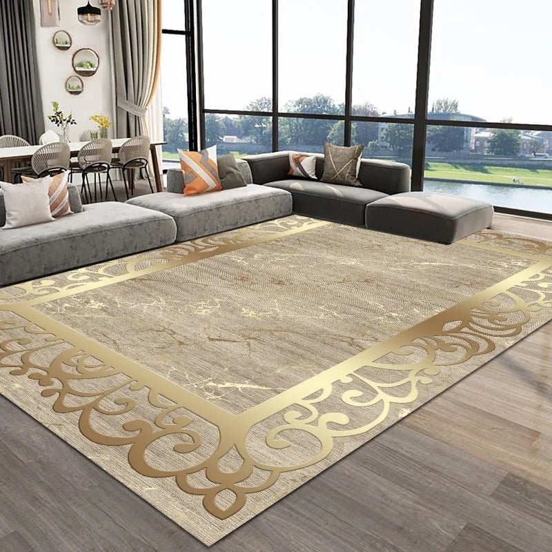 Luxury Europe Living Room Carpets Geometric Gold Rugs for Bedroom