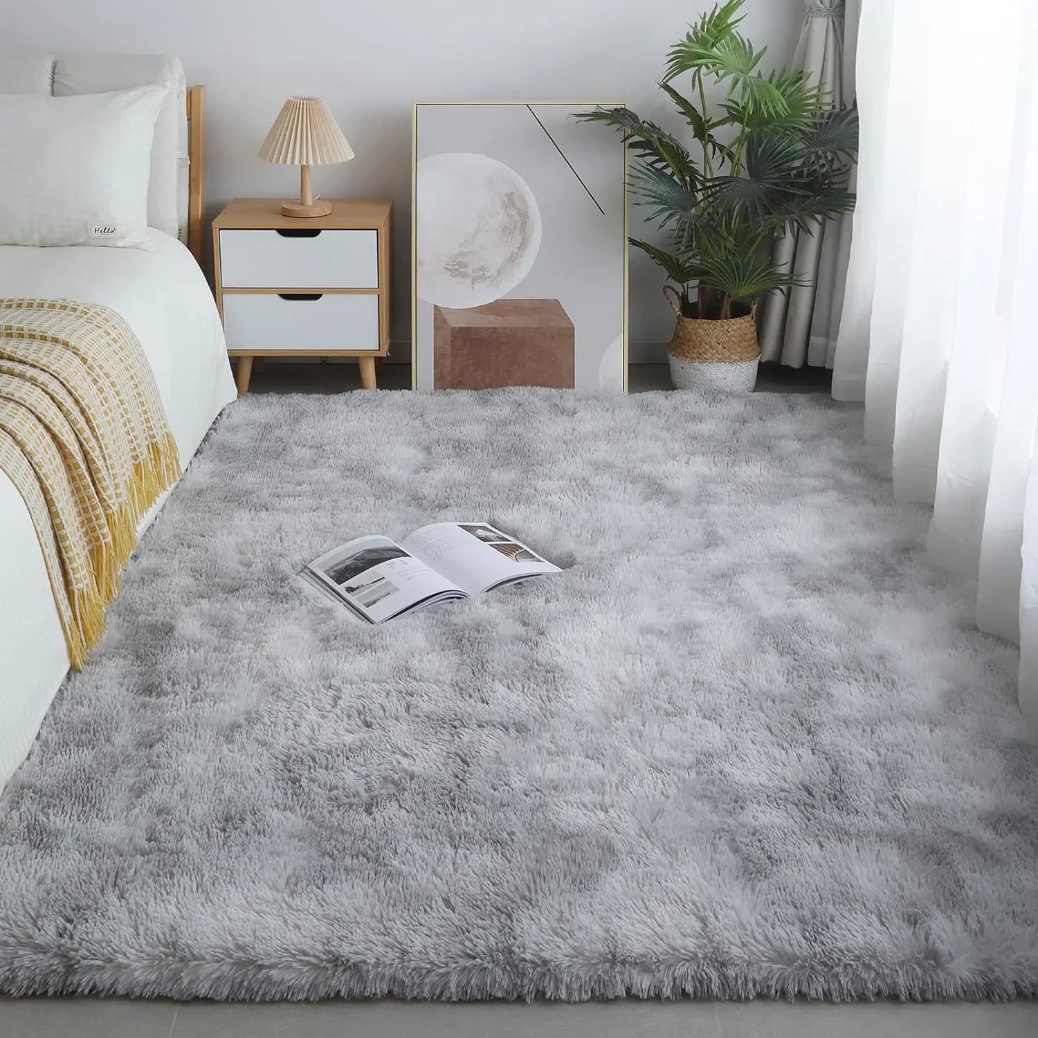 Indoor Fluffy Rectangle Kids Rug for Living Room - 100% Polyester