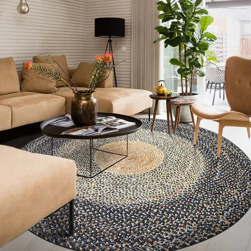 Livingroom Carpet Wear Resistant Durable Natural Jute - Rectangle Wilton Design