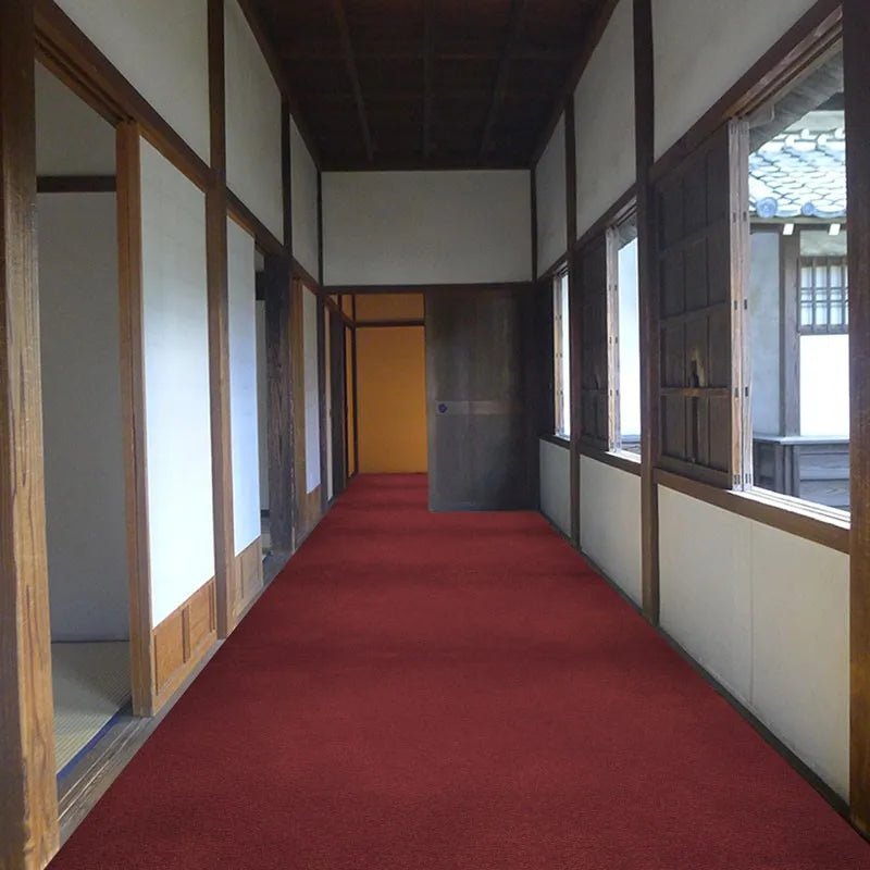 Reese Traditional Japanese Corridor Burgundy Wedding Veranda Long Rugs