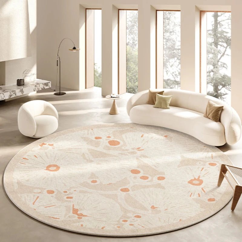 Floral Classical Cloakroom Rug - Round Shape & 100% Polyester