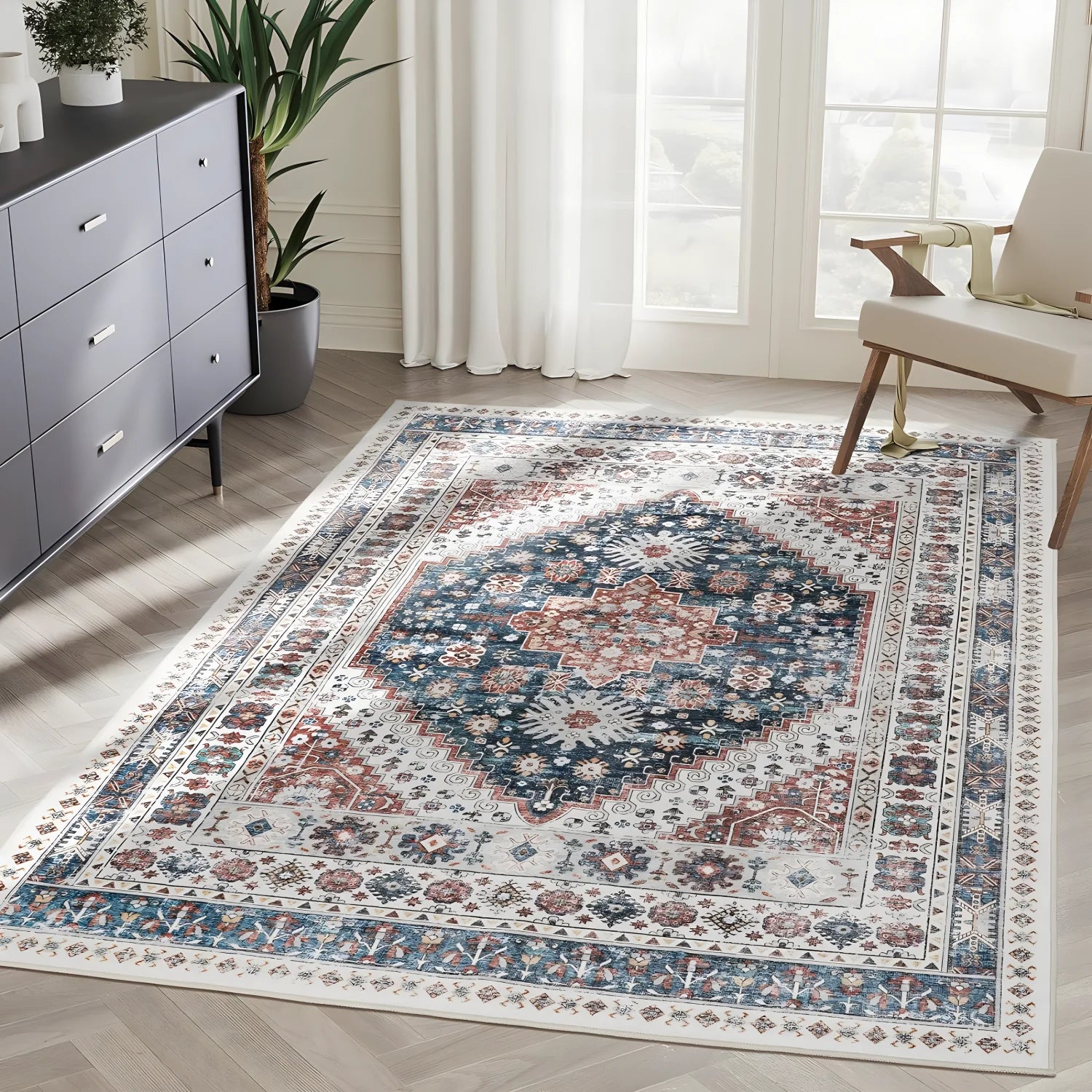 Bohemian Vintage Crystal Velvet Carpet Home Bedroom Carpet - Rectangle Rugs