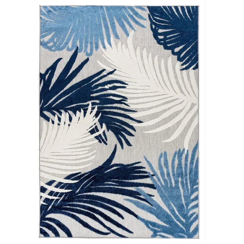 Lucca Contemporary Floral Indoor/Outdoor Area Rug 5' x 7' Navy