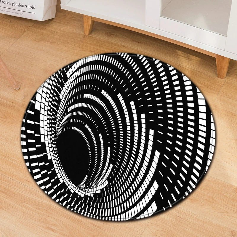 Modern Black Hole Print Pattern Round Rug - Geometric Home Decor