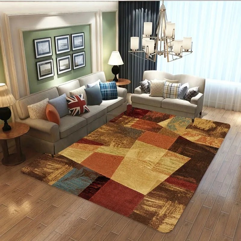 Geometric Color Block Living Room Carpet Creative Lines Design