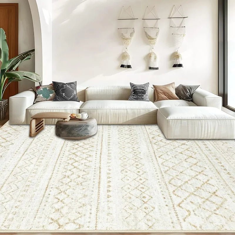 Washable Boho Moroccan Geometric Neutral Rugs