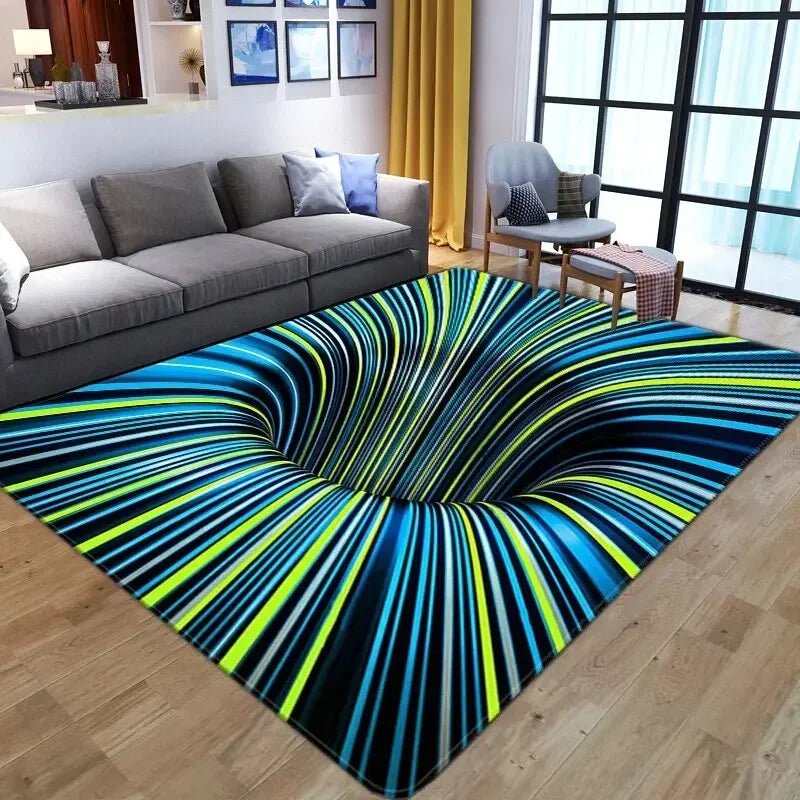 Persian Inspired Geometric Pattern 3D Vortex Illusion Carpet