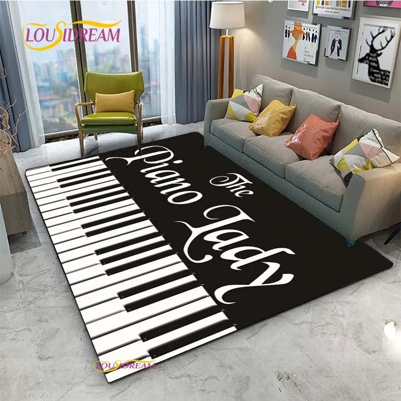 Vintage Black Music Notes Vinyl Carpet for Multi Use