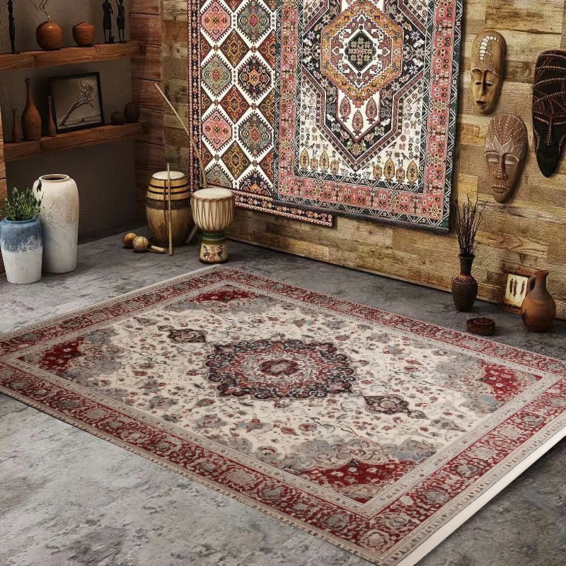 Persian Design Rugs for Living Room - Washable Bedroom Decor Carpet