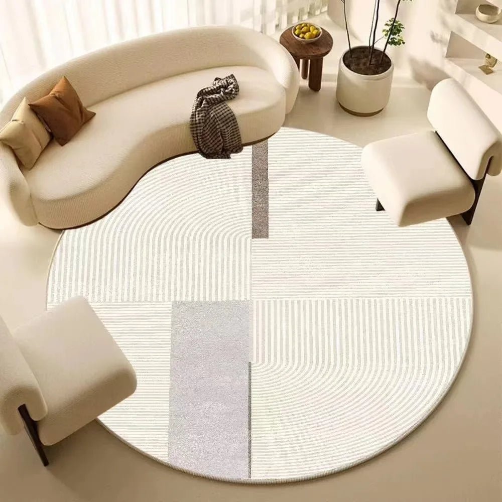 Nordic Geometric Circular Carpet Simple Lines For Living Room - Luxury Rugs