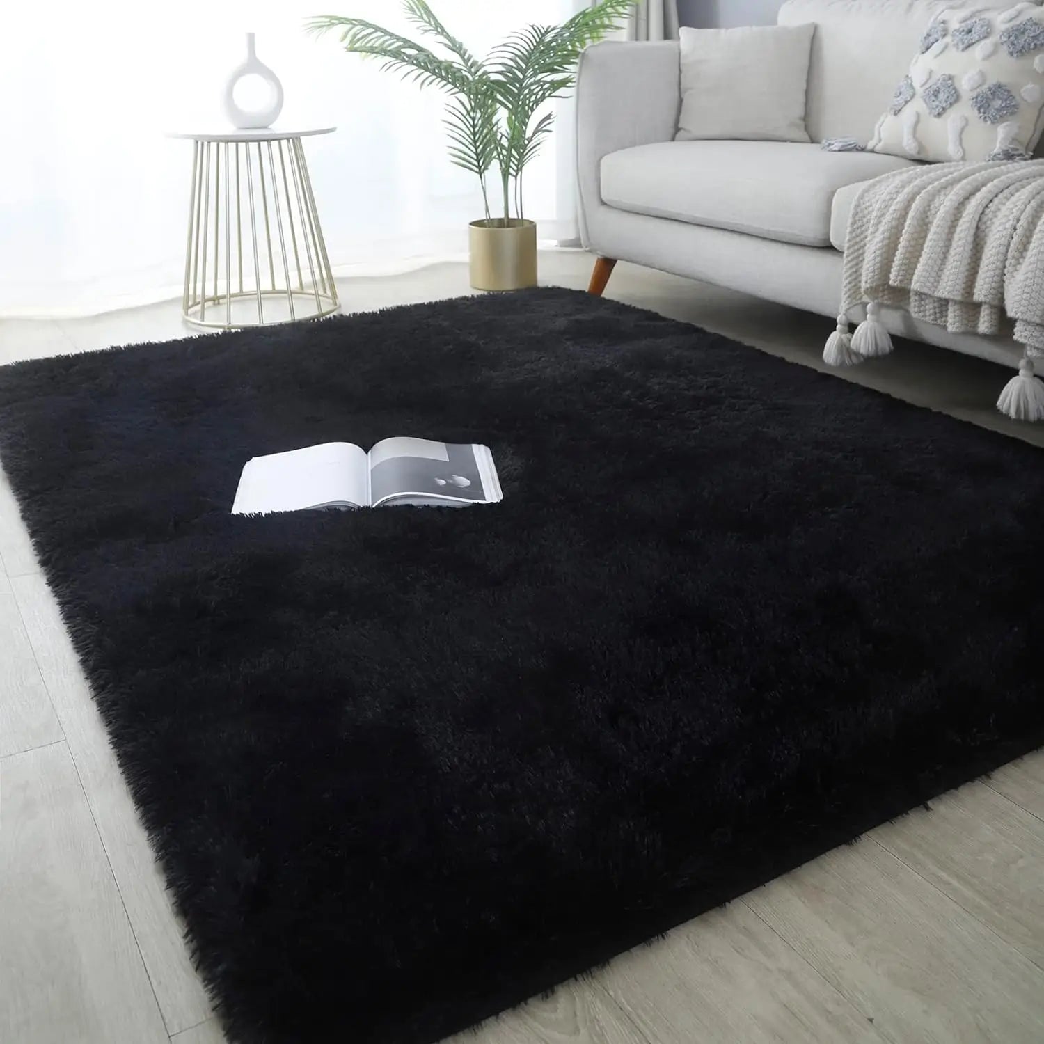 Indoor Fluffy Rectangle Kids Rug for Living Room - 100% Polyester