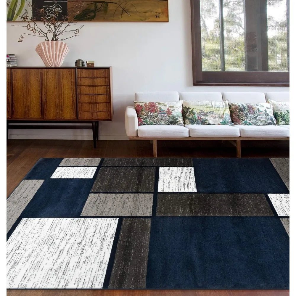 Modern Box Design Stain Resistant Area Rugs