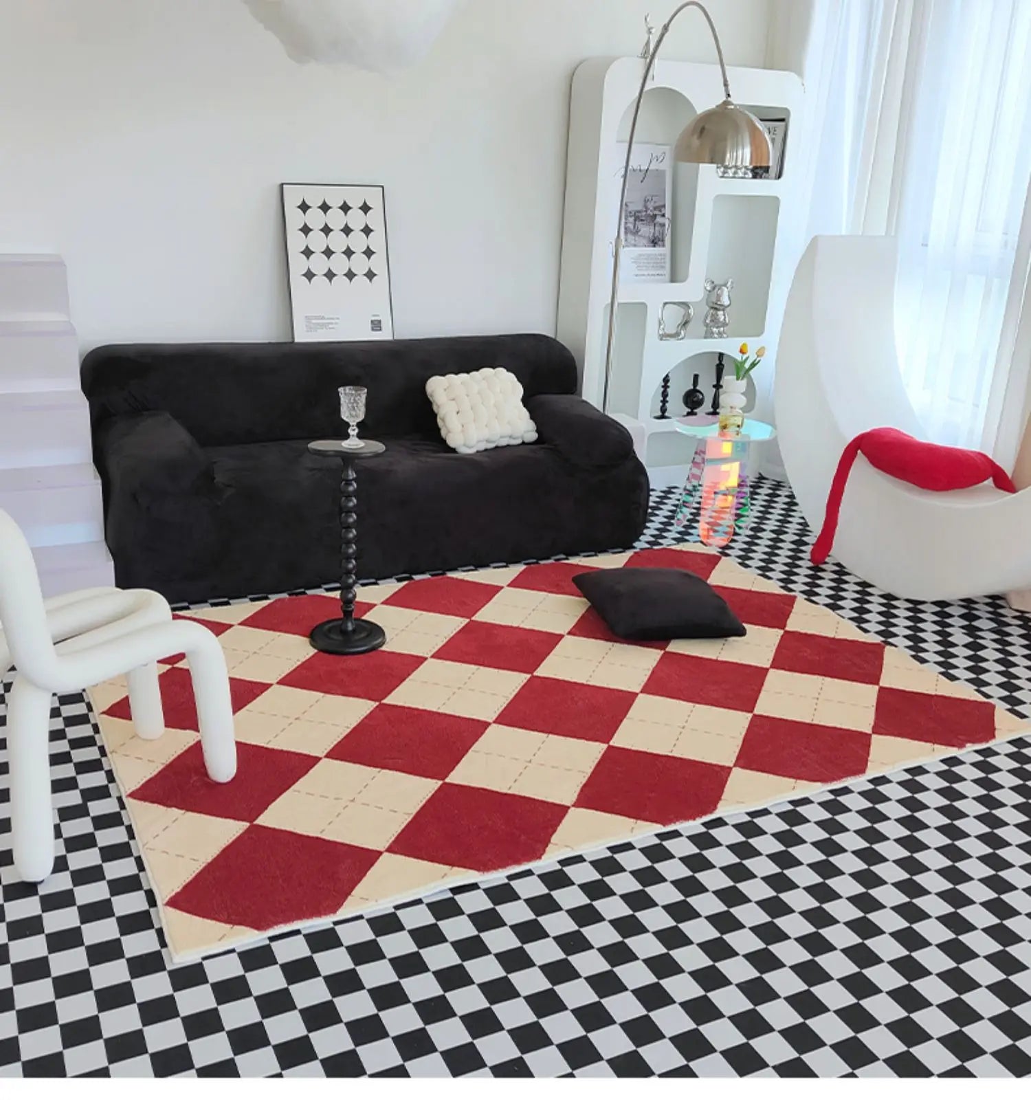 Classic Fashion Checkerboard Easy Care Living Room Rug