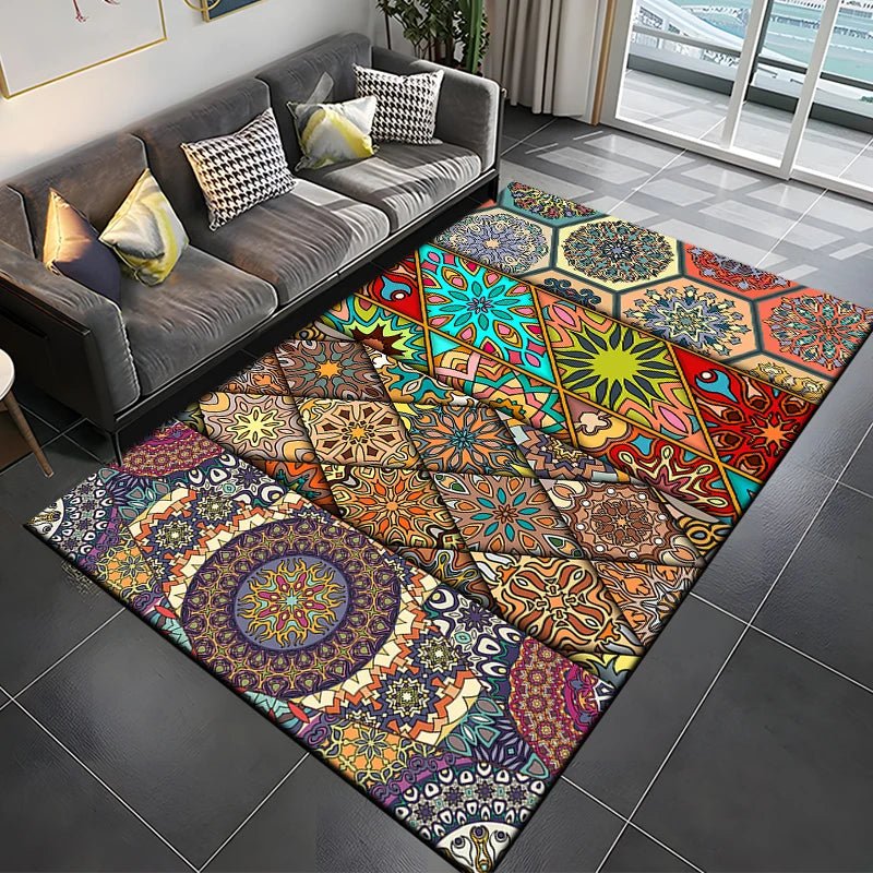 Mandala geometric flower print event area rug for vibrant decor