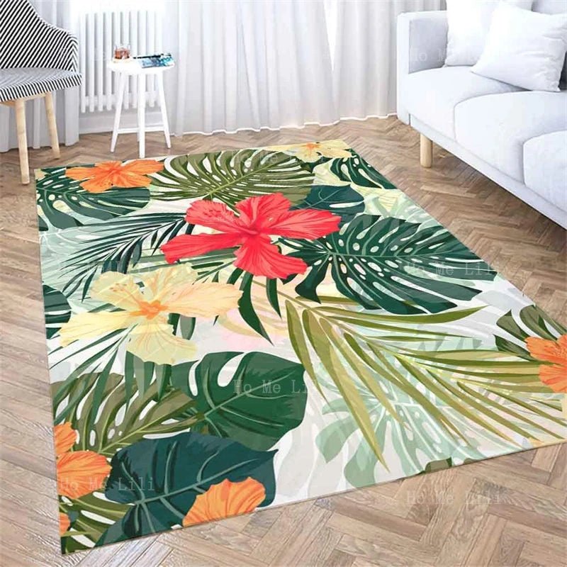 Modern Farmhouse Flannel Floor Rug - Summer Colorful Pattern