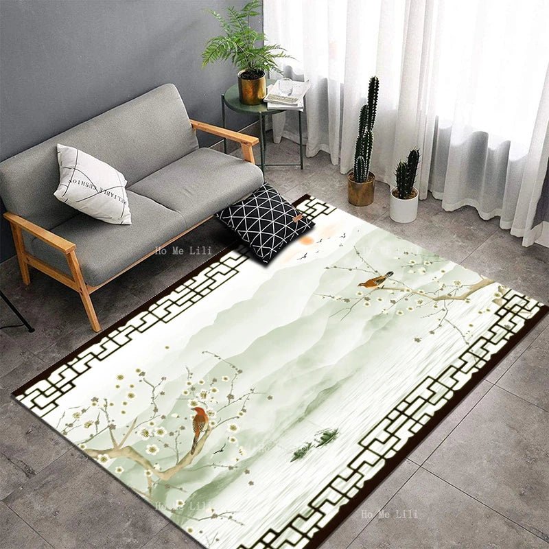 New Chinese Style Magnolia Tree Landscape Traditional Pattern Carpet - Home Decor