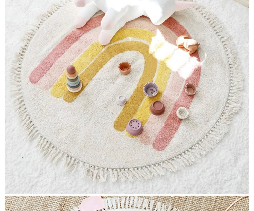 Cute Round Bedroom Rug For Kids Room - Machine Washable